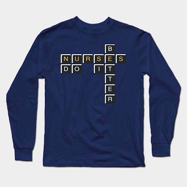 Nurses Crossword Long Sleeve T-Shirt by FA Design